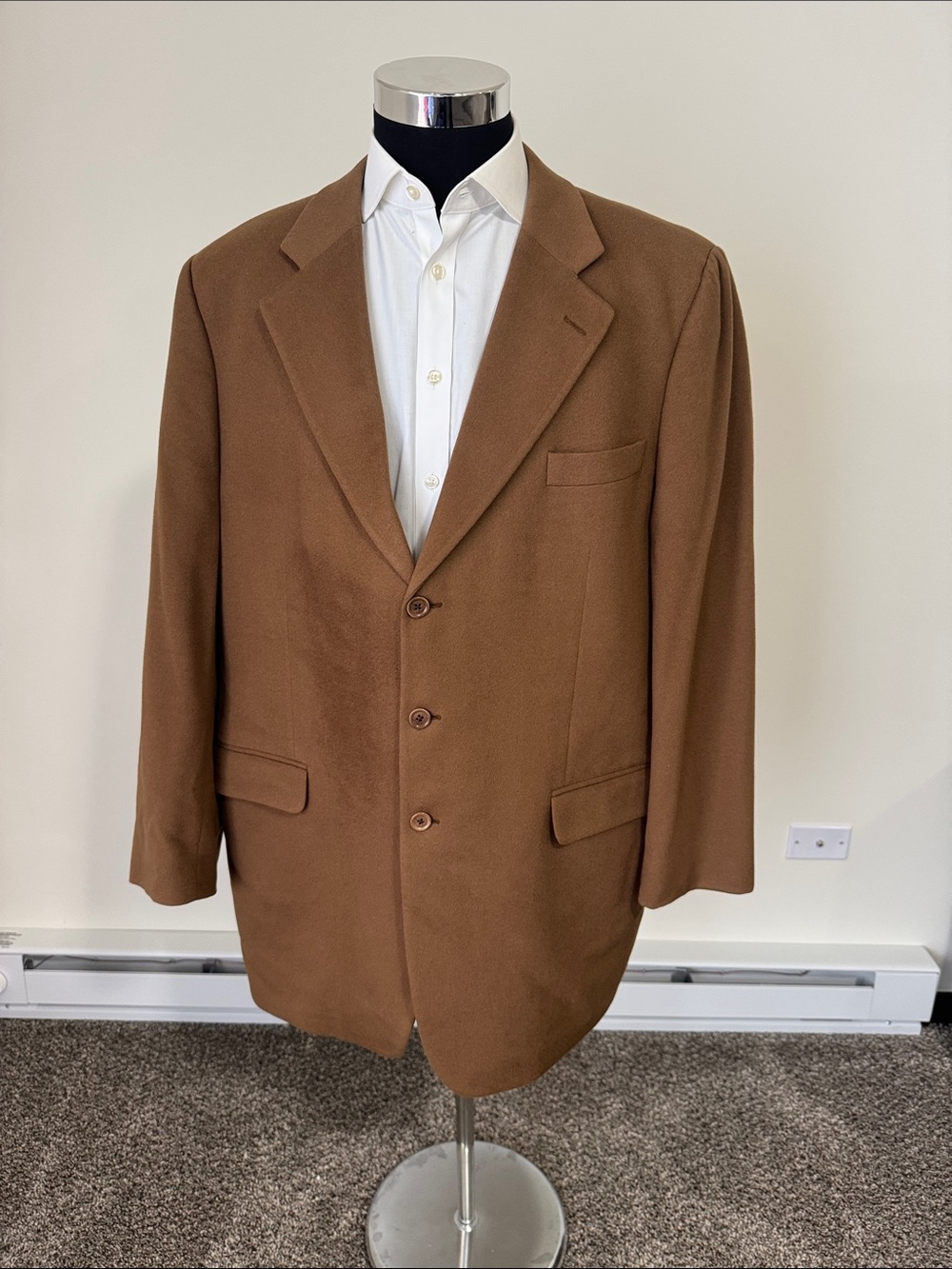 Jack Victor mens 48 XL brown 100% cashmere loro Piana 3-button blazer EUC
